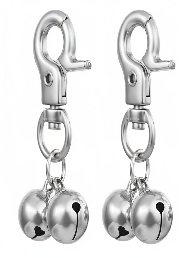 Zelphvt Bells for Collars, 2 Pcs Pet Hanging Ring, Bells for Dog Collars Silver Bell Accessories for Dog & Cat Stainless Steel Bell Necklace Dogs Training Collar Charm with Heavy Duty Snap Clips - Image 1